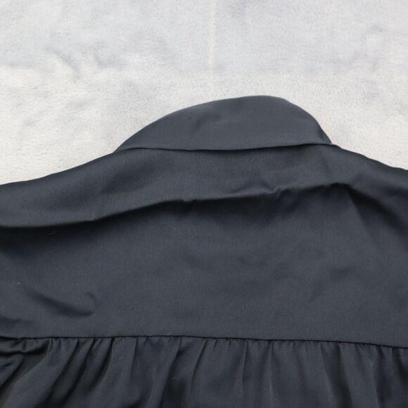 Pleated Shirt Womens Black Long Sleeve Rhinestone Beaded Button Tunic Blouse - Picture 9 of 16